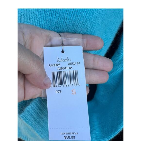 VTG Rafaella Angora Sweater Lambswool S Blue Cowl Neck Y2K 90s Quiet Luxury - Picture 5 of 9